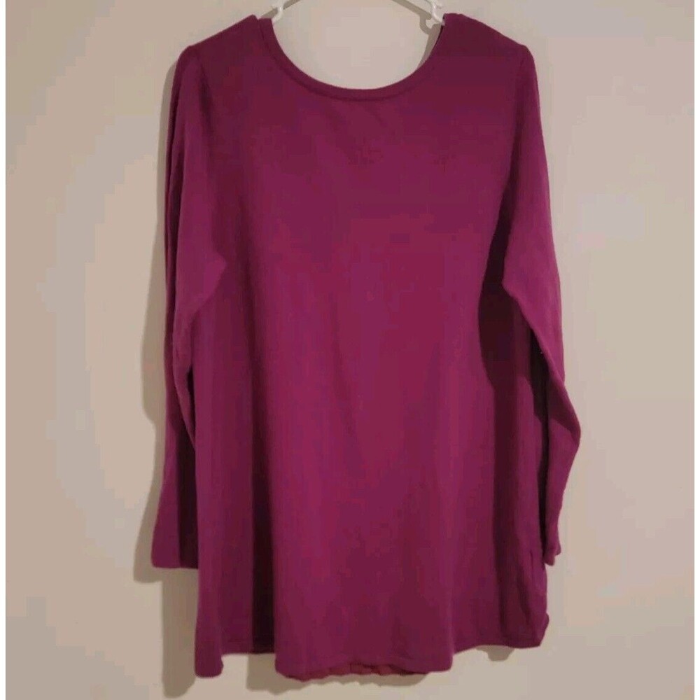 Soft Surroundings Womens Reserva Sweater Size Large L Purple Tie Back Wool Blend